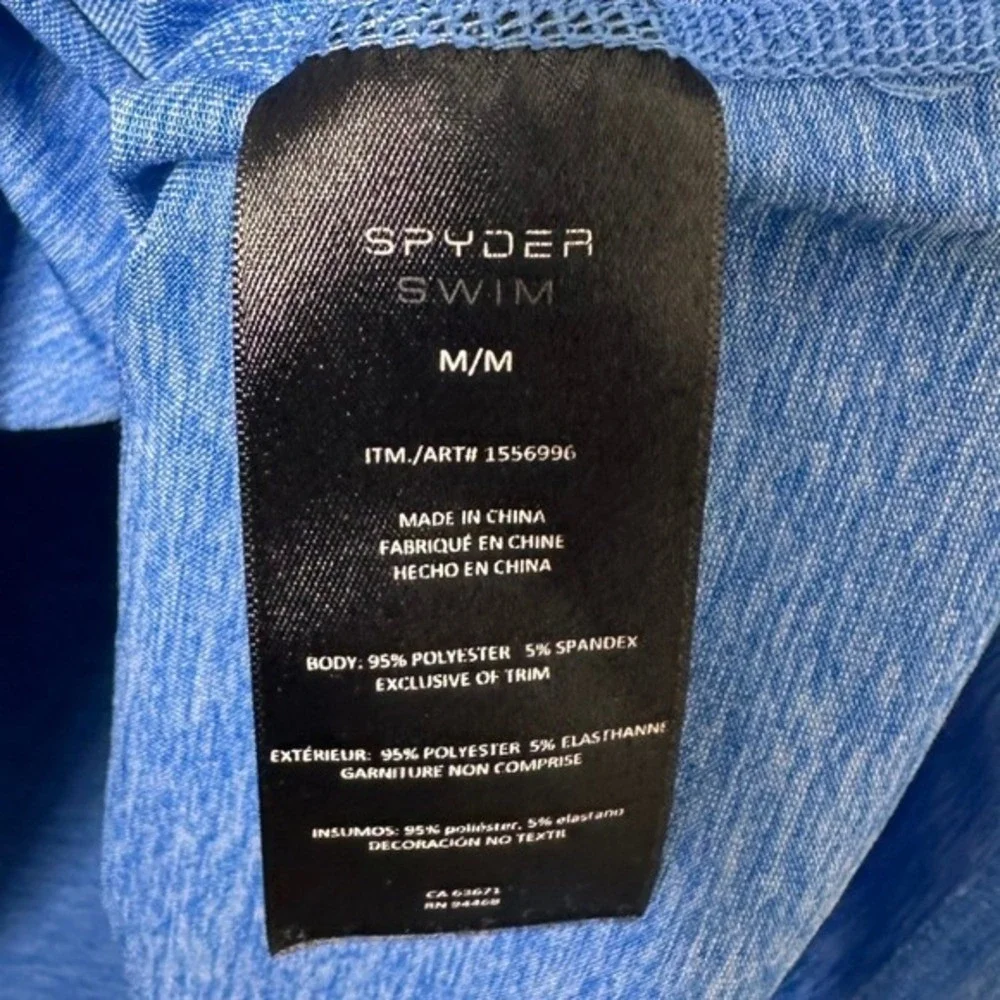 Spyder Swim Men's Long Sleeve Rash Guard‎ Shirt Blue Size M/M - Picture 5 of 6